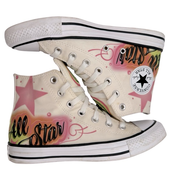 Converse Chuck Taylor Canvas High Tops with Airbrush Graffiti Details W Size 7 - Picture 5 of 9
